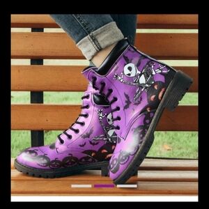 🆕️🎃 BLACK & PURPLE NIGHTMARE BEFORE CHRISTMAS FASHION COMBAT BOOTS🎃